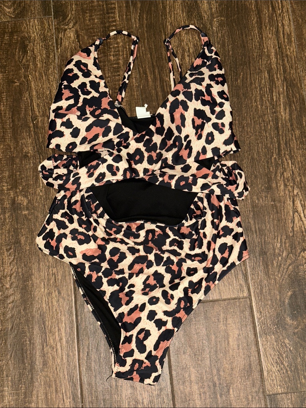 Leopard Print One Piece Swimsuit Women’s Large Cutout Wrap Tie Bathing Suit
